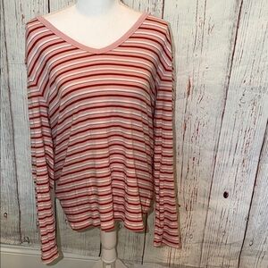 GAP Red and White Striped Long Sleeve Tee